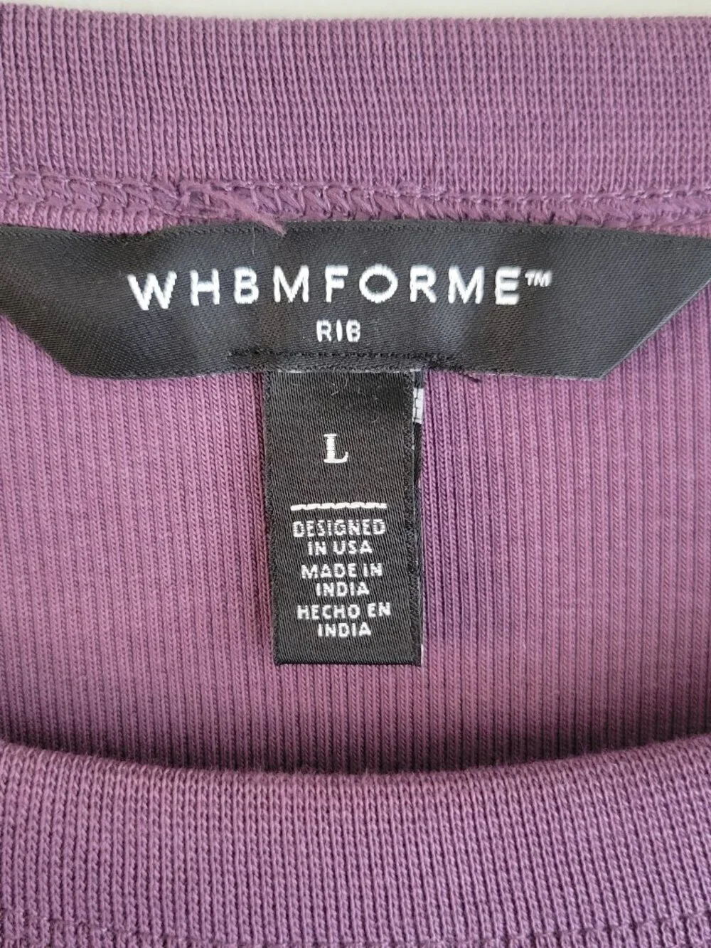WHBM FORME Ribbed Stretch Button Long-Sleeve Tee